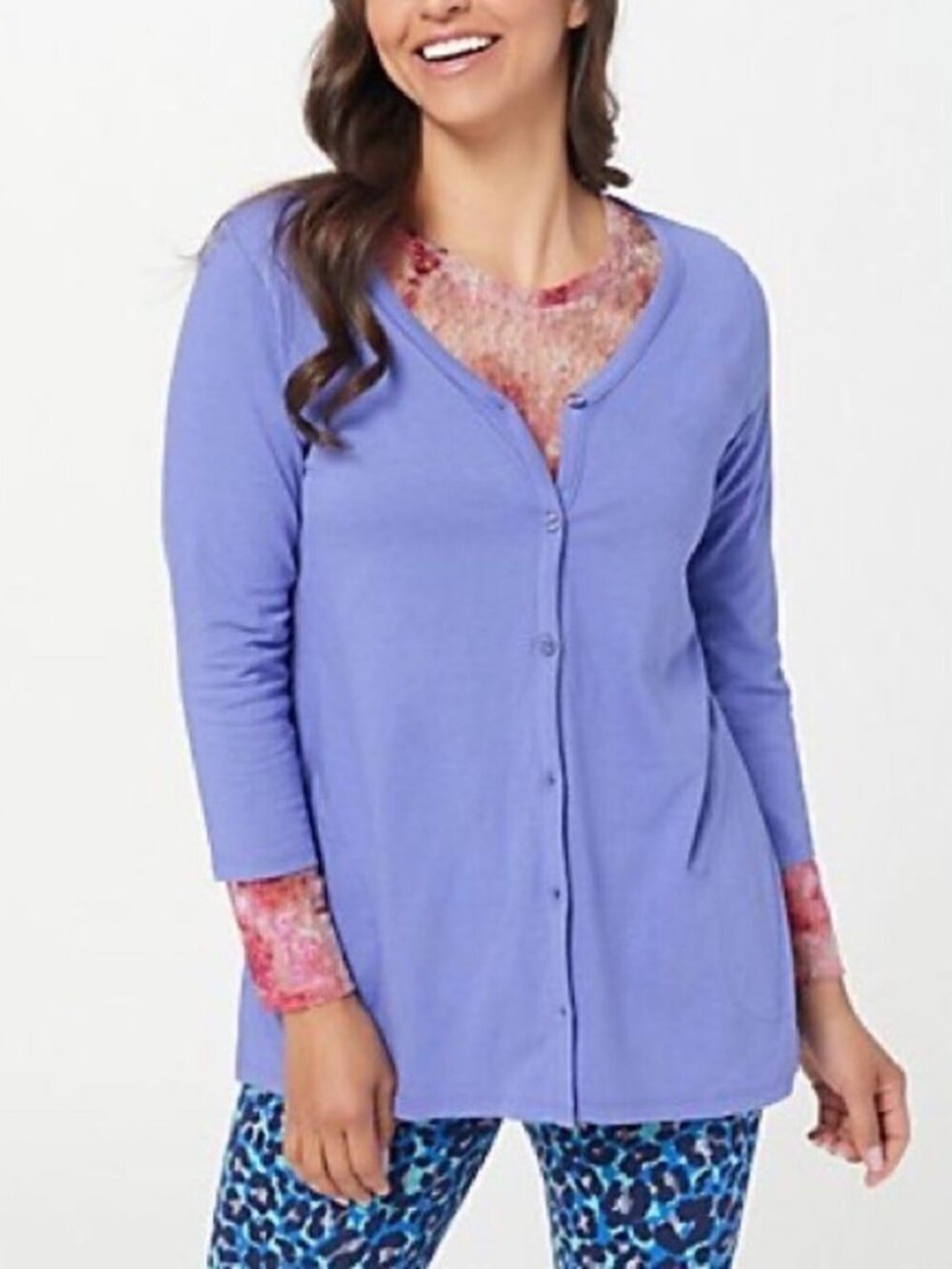 LOGO Principles by Lori Goldstein 3/4 Sleeve Cardigan